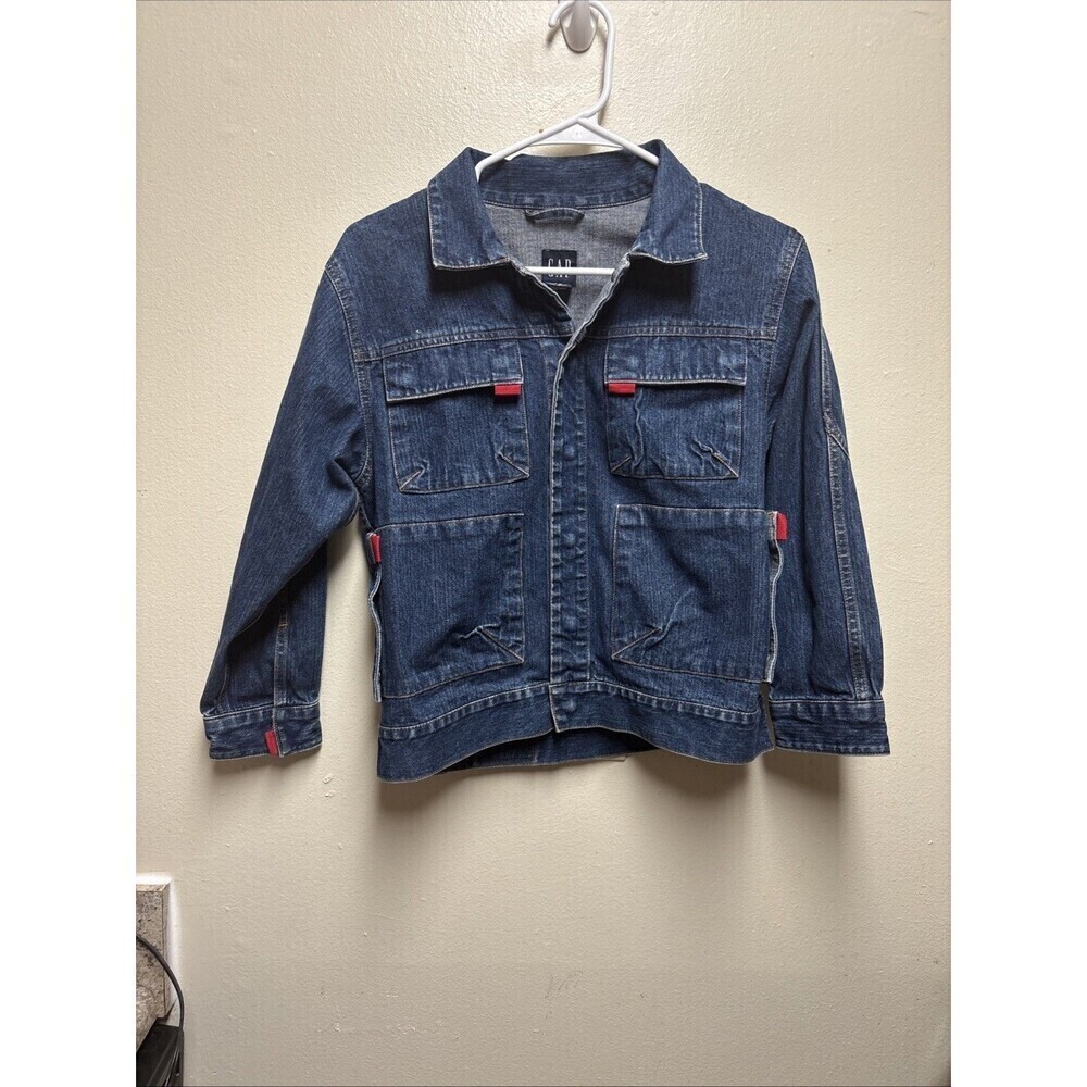 Vintage Kids Gap denim barn jacket Medium 7-8 Snap Button Y2K 2001 Pockets